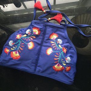 Brand New Embroidered Bikini Top
